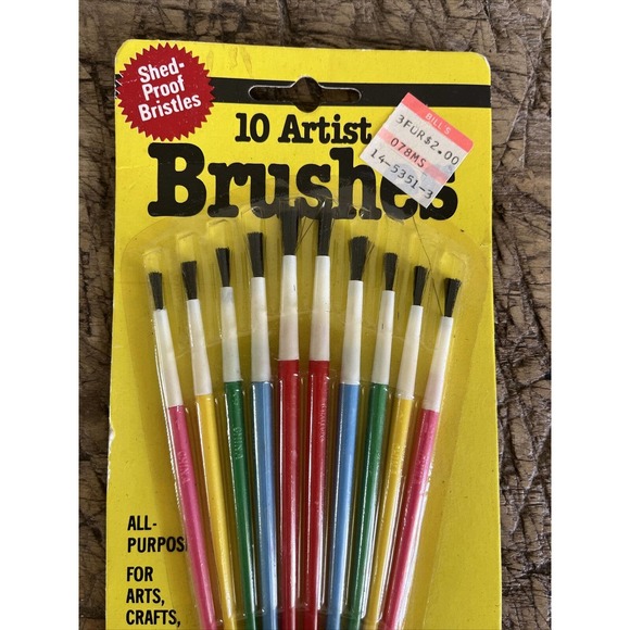 Vintage Rose Art Artist Brushes Painting 10 Shed Proof Brushes NOS - Picture 3 of 5